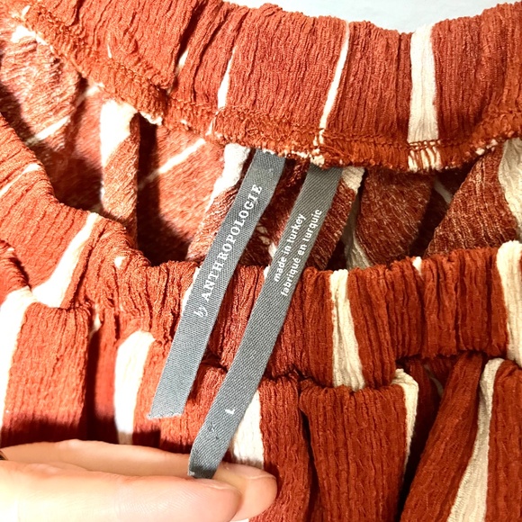 Anthropologie Elodie Off-Shoulder Top Terracotta Burnt Orange Stripes Size Large - Picture 8 of 8